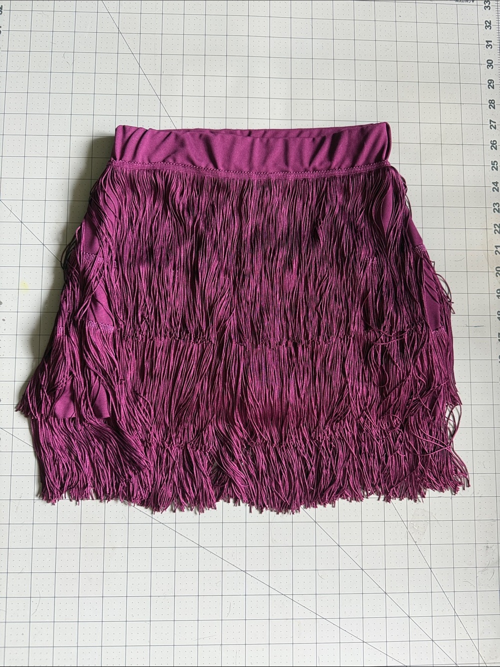 Fringe Mini Skirt in Deep Magenta